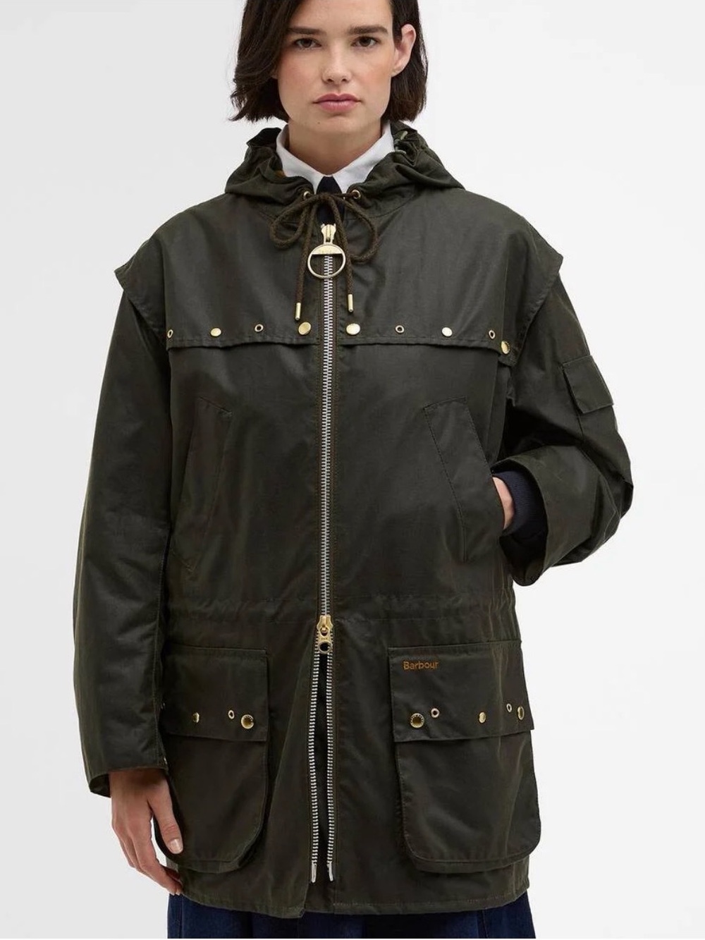 NWT Barbour Aberford Hooded Wax Jacket in Olive (UK 8/US 4)